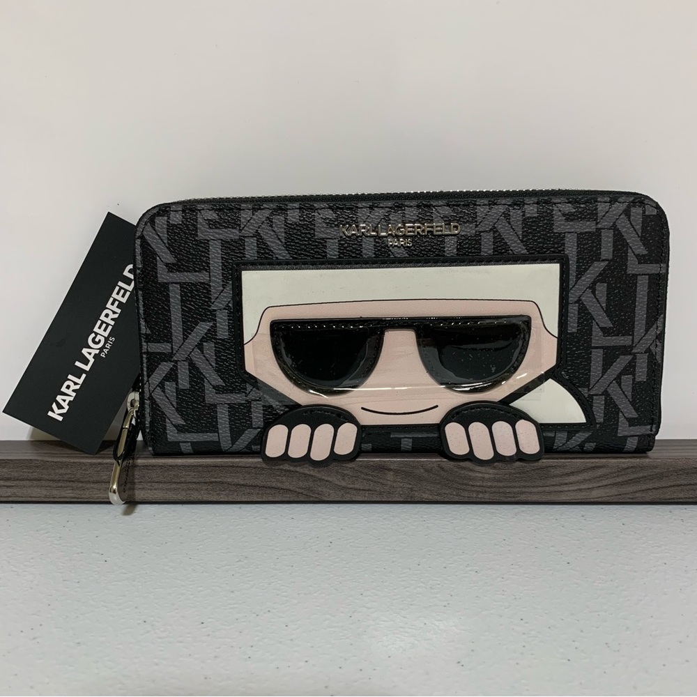 Karl Lagerfeld Paris Monogram Zip-Around Continental Wallet-NWT
